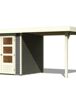 dřevěný domek KARIBU ASKOLA 2 + přístavek 240 cm (82904) tm. šedý Markenware