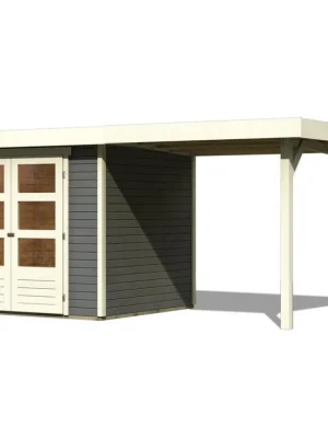 dřevěný domek KARIBU ASKOLA 3 + přístavek 240 cm (82905) tm. šedý Nur Für Kurze Zeit