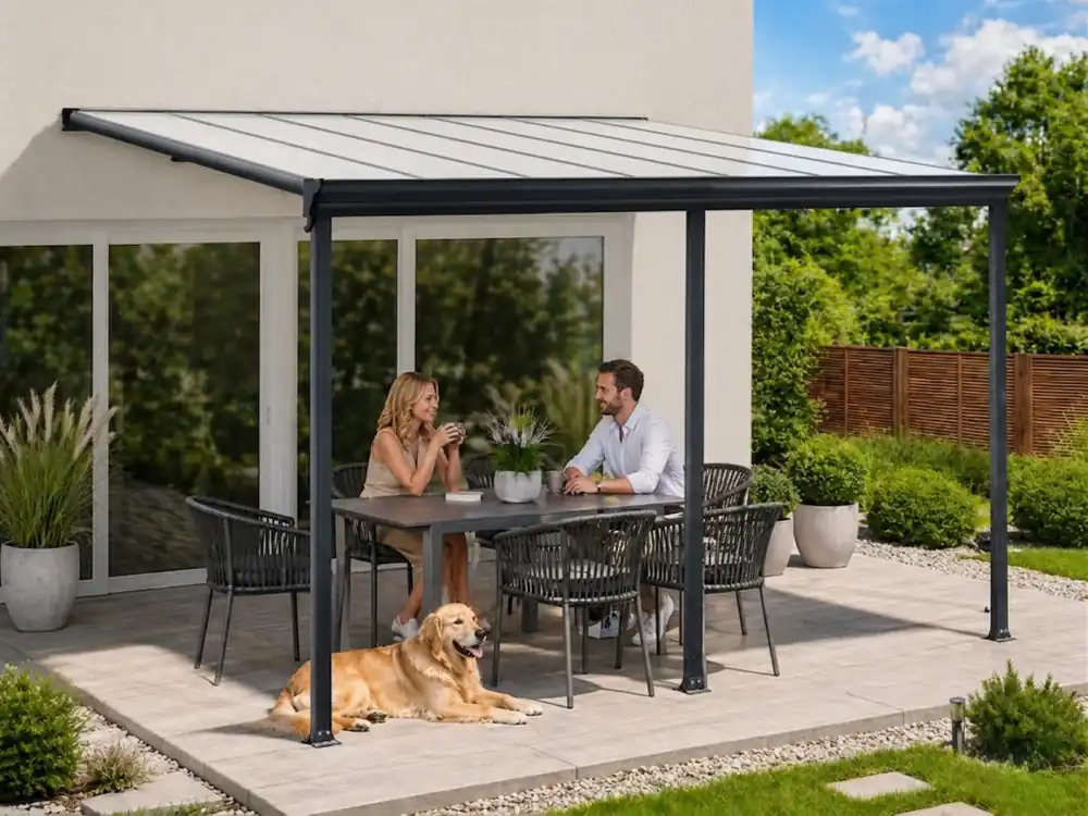 hliníková pergola LANITPLAST WALL 43 antracit + opál PC Aktuell