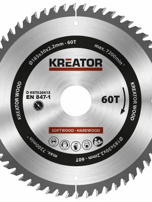 Ausverkauf KRT020415 Pilový kotouč na dřevo 185mm, 60T KREATOR