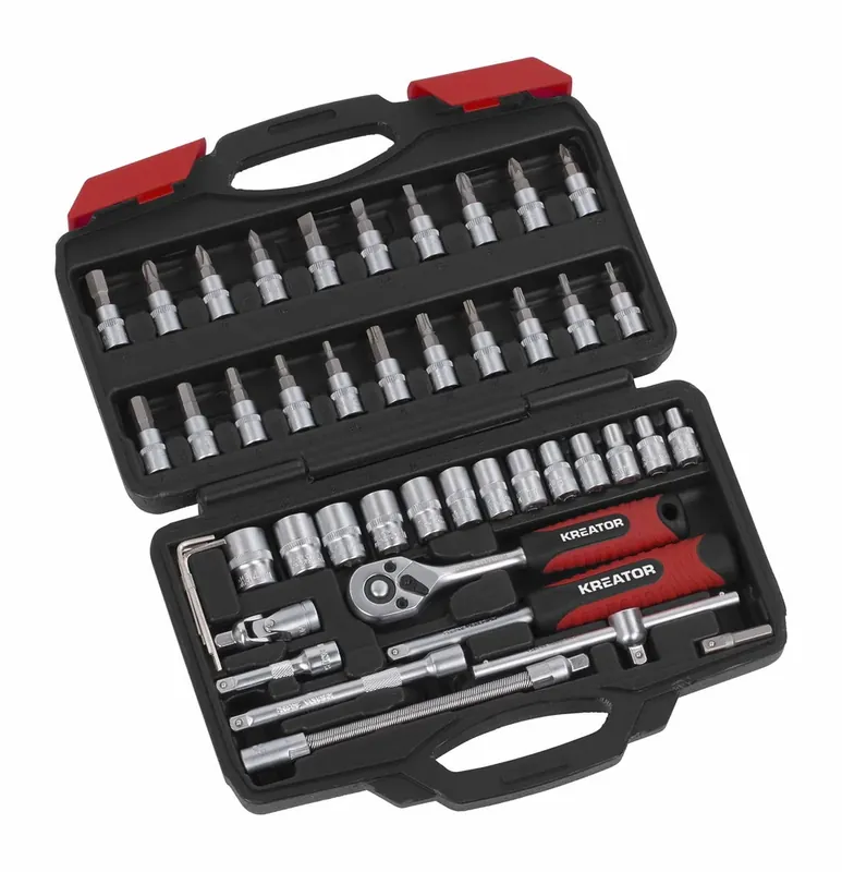 Schneller Versand KRT500117 46-ti dílná gola sada 1/4" v kufru KREATOR