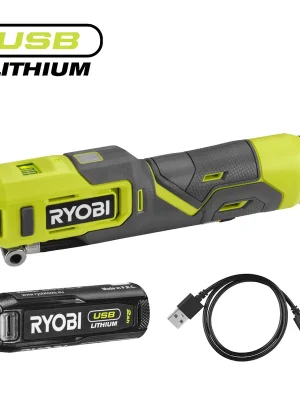 Ausverkauf Ryobi RI4-120G 4V Akumulátorový vysokotlaký kompresor USB Lithium 2.0Ah akumulátor (RB420)