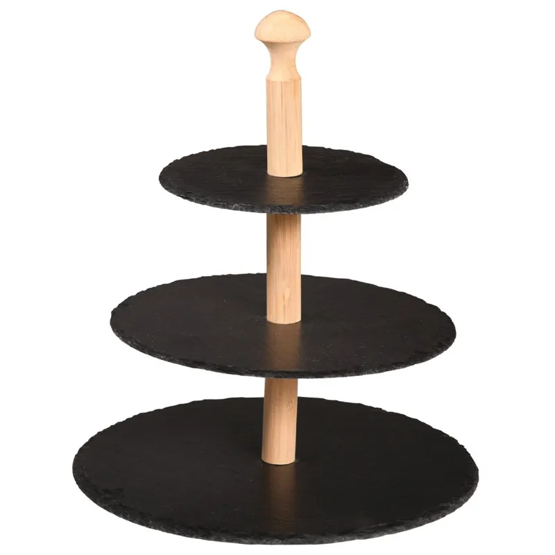 Bestpreis Etažér, 3 patra, 30 x 34 x 30 cm, břidlice/bambus KESPER 38119