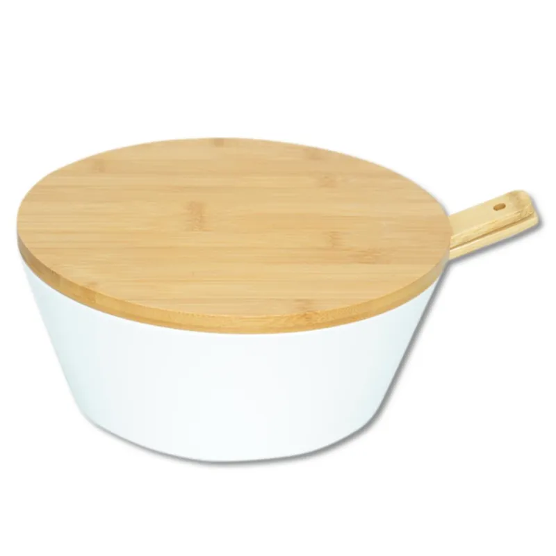 Mísa na salát a ovoce s příborem, Ø 26 cm, plast/bambus, bílá KESPER 32620 Bestpreis