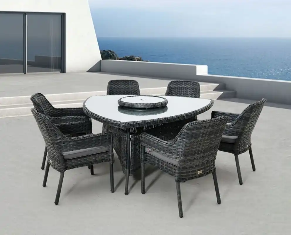 Neue Ware Riverside Jídelní souprava, ratanová, antracitová ROJAPLAST GC23049C1A-8