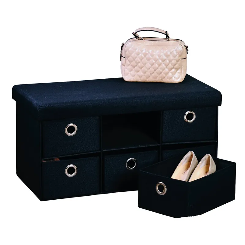 Čalouněná komoda, 6 přihrádek, 76 x 38 x 38 cm, černá KESPER 15954 Sonderangebot