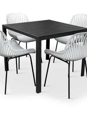 Zahradní jídelní nábytek - stůl Viking M + 4x židle Gaby, šedá NOELA 34570497Z Beliebt